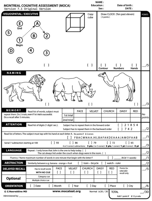 Montreal Cognitive Assessment (MOCA)